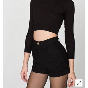 American apparel black high waisted cuff shorts