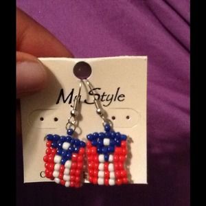 PUERTO RICAN FLAG DANGLING EARRINGS