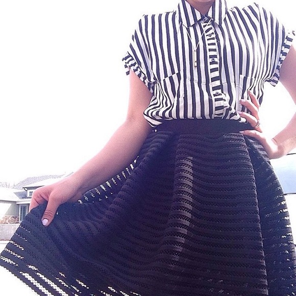 Striped Ruffle Button Up
