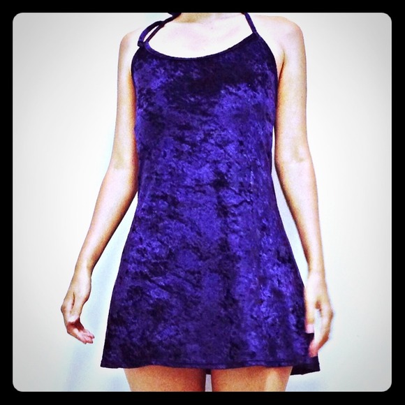 Topshop Dresses & Skirts - SOLD TOPSHOP velvety halter dress in dark purple