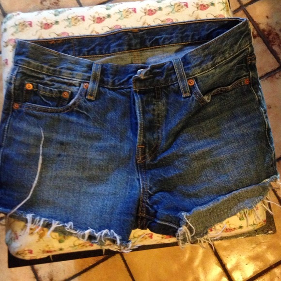 Distressed Levi Strauss denim shorts