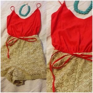 OPEN BACK coral romper ⚡️