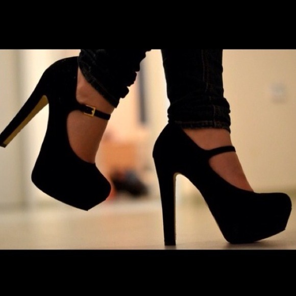*SOLD* Black Suede Mary Jane Heels
