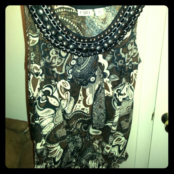 Dressy patterned tank top with elastic waist