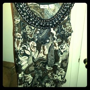 Dressy patterned tank top with elastic waist