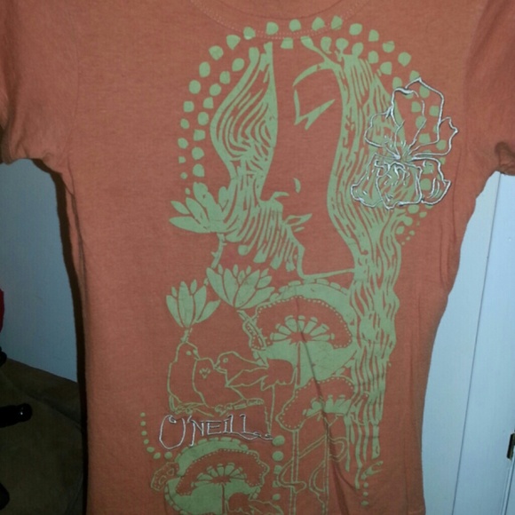 Orange printed fitted tshirt
