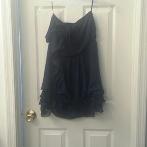 Strapless navy blue dress