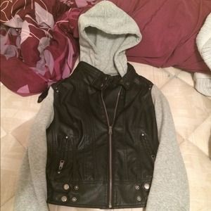 Leather and grey. With hood