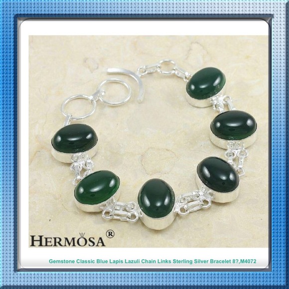 Classic Green Agate bracelet .925 sterling SOLD