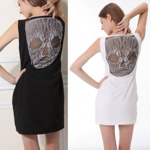 White Skull Mesh Dress