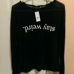 Brandy Melville long sleeve "stay weird " top