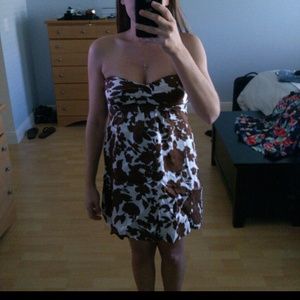 Brown and white flowered dress or top