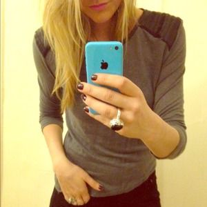 ZARA faux leather shoulder shirt