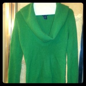 Green cowl neck sweater