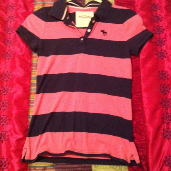 Pink and navy blue polo