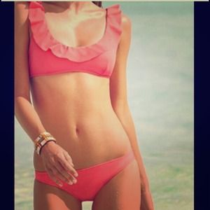 Brand new ruffled coral bikini