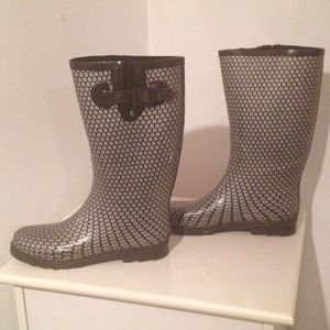 Black, silver, sparkly, rain boot / galoshes.