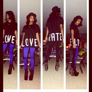 Black and white Love/Hate shirt .