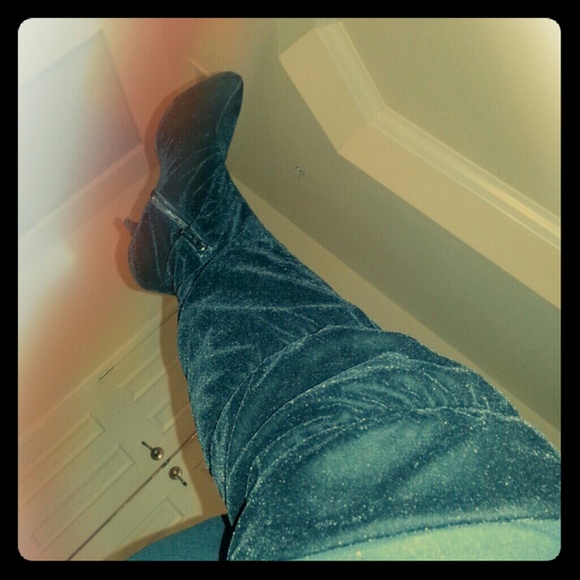 Velvet over the knee boots