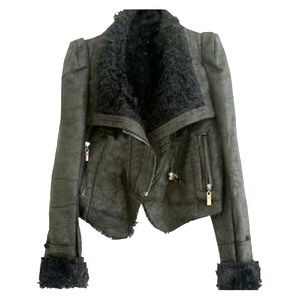 Reduced! Romwe gezuckt shearling collar jacket