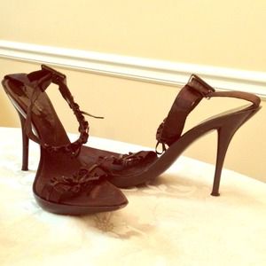 Dark brown heels with straps