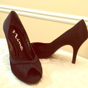 Mina open toe black heels
