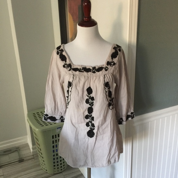 Grey and black floral boho blouse/tunic - Picture 1 of 4