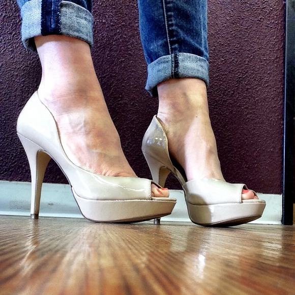 Nude Patent Leather Pumps