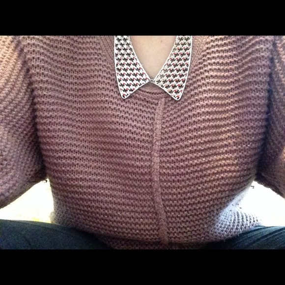 Chunky high low mauve sweater - Picture 2 of 3