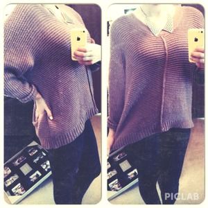 Chunky high low mauve sweater