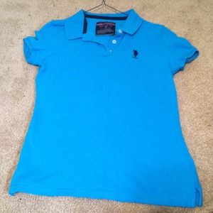 Women's blue polo