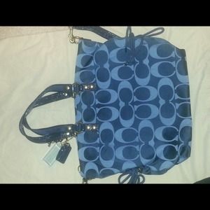 Authentic signature blue coach tote