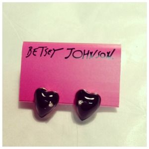 BETSEY JOHNSON. Black & rhinestone earrings