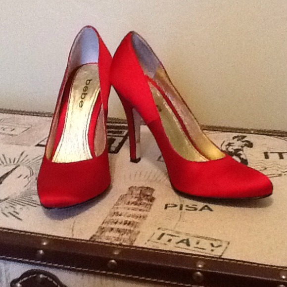 Bebe red satin heels