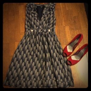Retro chic navy & cream pattern dress!!!
