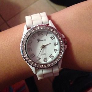 Geneva White Silicon Watch