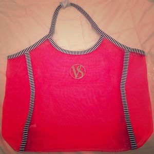 VS pink mesh beach tote