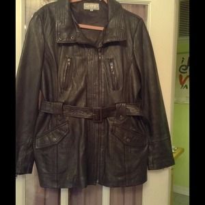 Blk Leather 3/4 length JACKET NWOT
