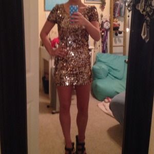 Forever 21 sequin dress with exposed zipper back