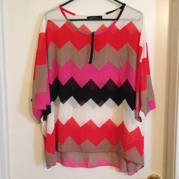 Way cute Chevron/Aztec sheer pullover