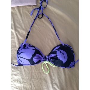 Purple/neon yellow flower bathing suit