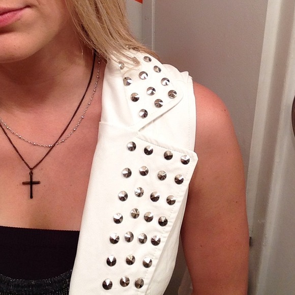 Studded white "leather" vest