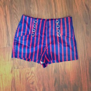 Forever 21 High Waist Navy/ Red Sailor Shorts!