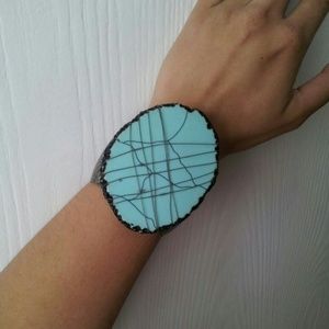 HOLD Faux flat turquoise wire cuff bracelet