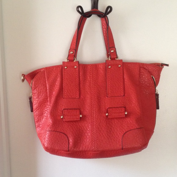 Coral Leather Tote