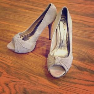 Brand New Nude Suede Open Toe Pumps!