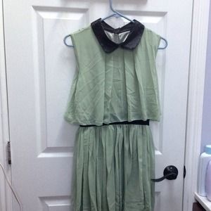 Dark Pastel Green Peterpan collared dress