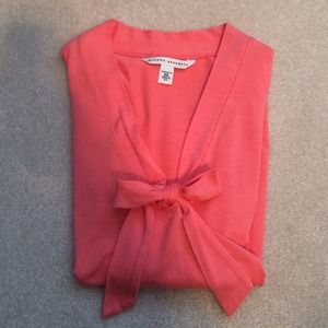 Banana Republic Coral V-neck Top with Bow