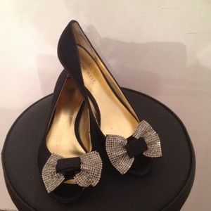 Black Satin Peep Toe