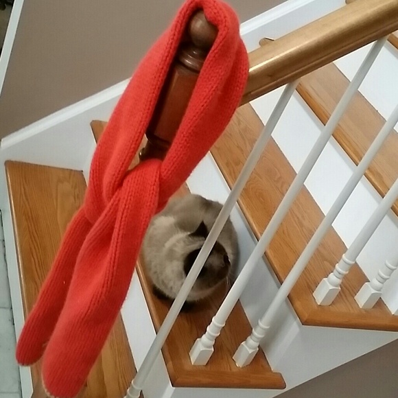 Heavy wool knit orange scarf
